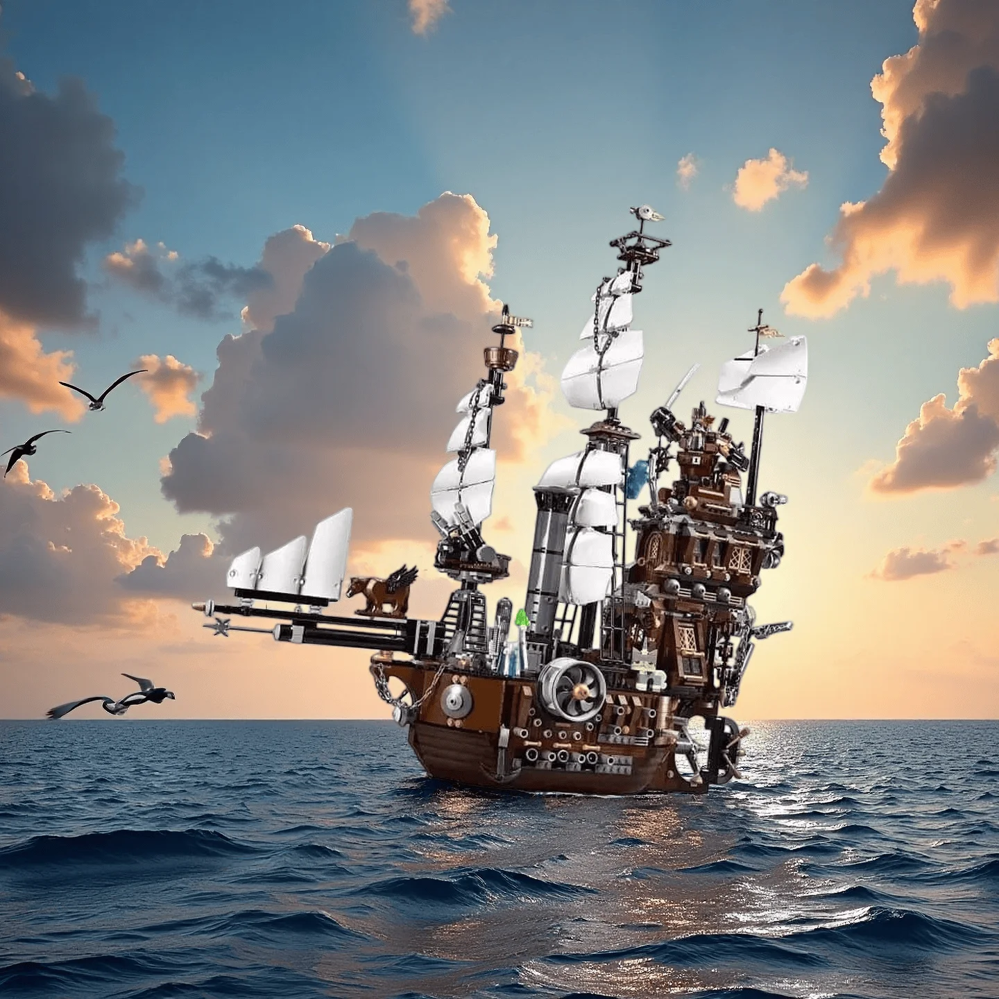 2741PCS Building Blocks Technical Pirate Ship Blocks Adventure Barracuda  Model Blocks Toy Suitable  Adult