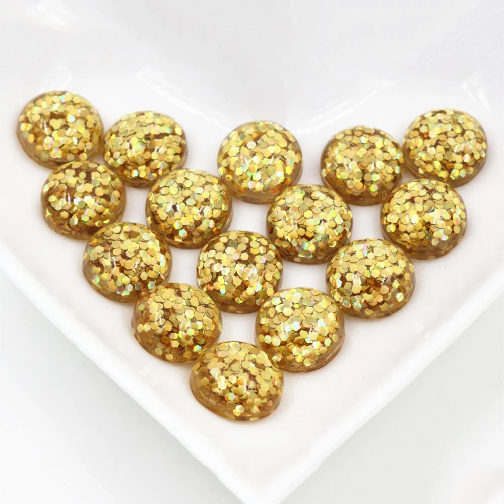 New Fashion 40pcs 12mm Yellow Color Flat Back Resin Cabochons Cameo  G5-21