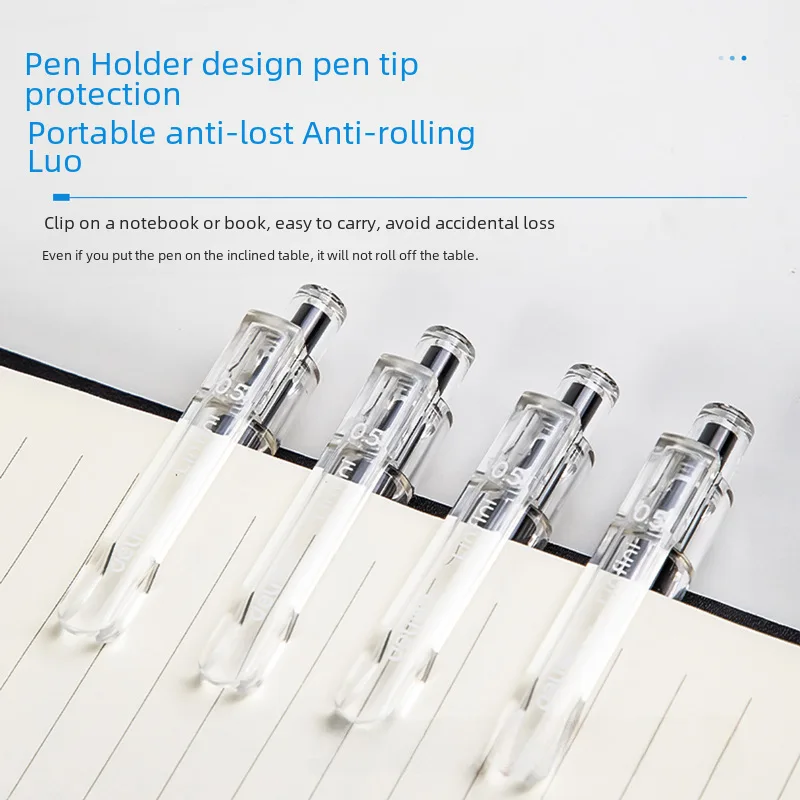 a575 push gel pen ins student press black 0.5mm water pen bullet transparent simple Glass fountain pen Glass pen