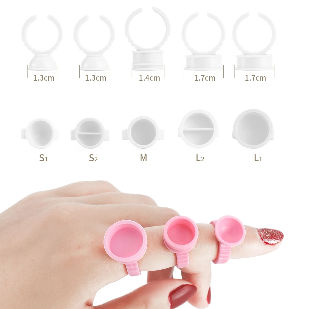 100pcs disposable lash extension glue holder ring eyelash Adhesive glue Tattoo Pigment Container Ink Pallet holder ring