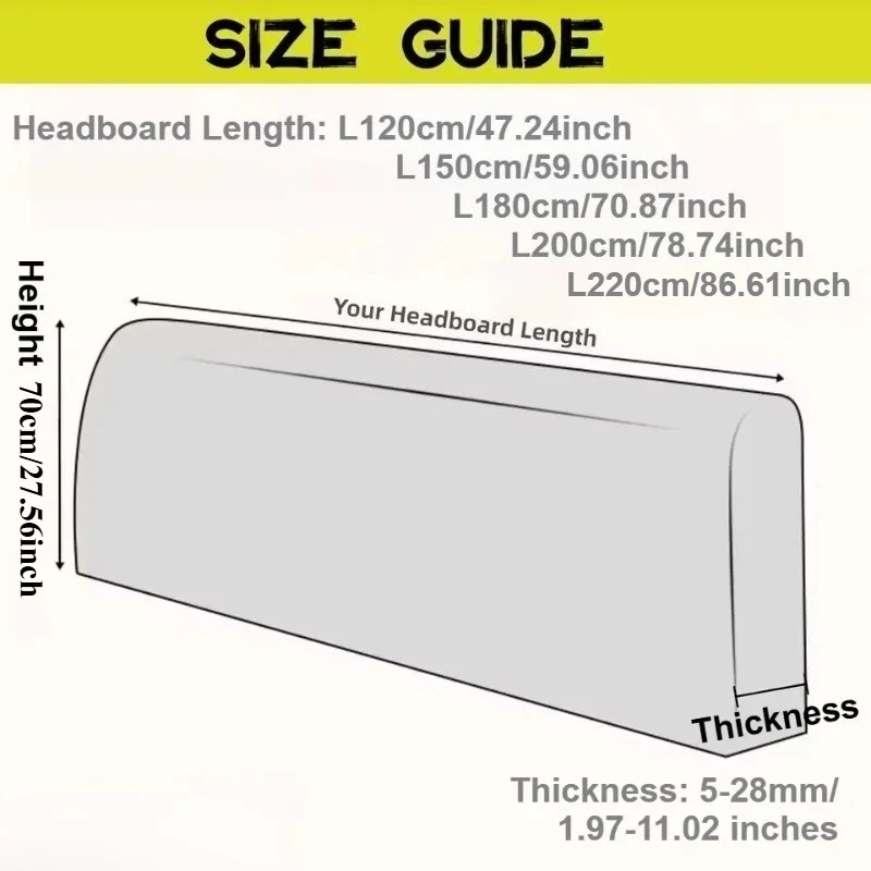 1PC All-inclusive Elastic Soft Jacquard Headboard Cover Multi-size Removable Backrest Cover All-Season Bedside Cover for Bedroom