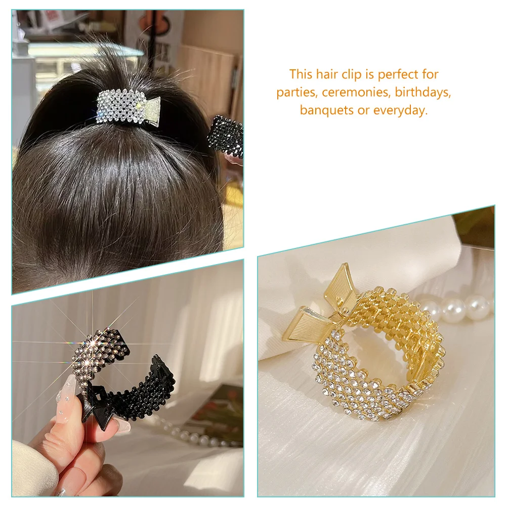 

3pcs Rhinestone High Ponytail Holders Women Thick Long Claw For Party Banquet Daily Use Hair Clips For Women Back Hair Claw