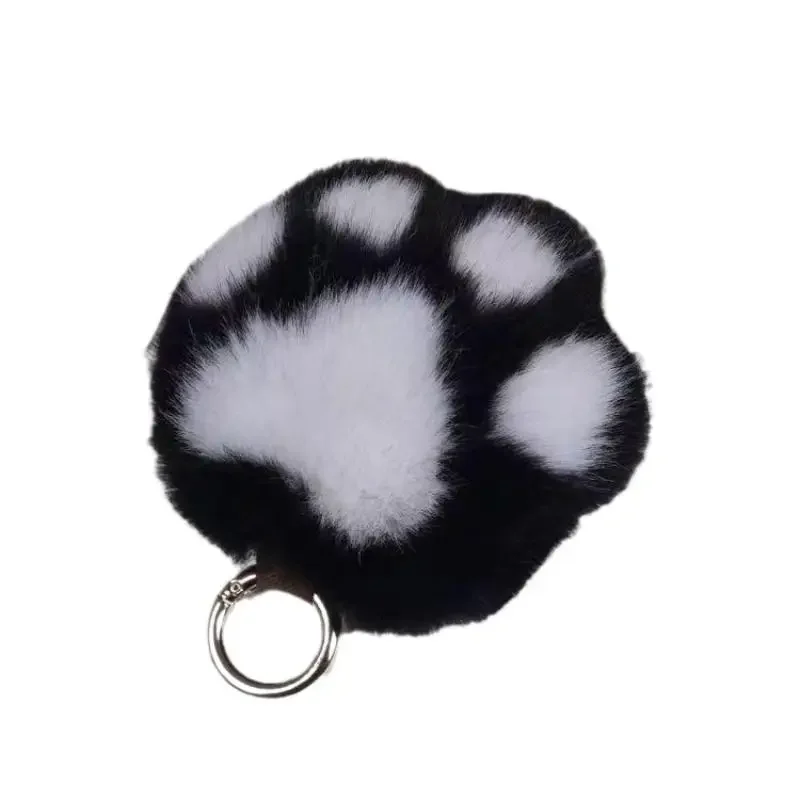 Cat Paw Pendant Keychain Fluffy Kawaii Faux Fur Keychain Cute Stuffed Toy Plush Toy Key Ring Backpack Car Key Pendant