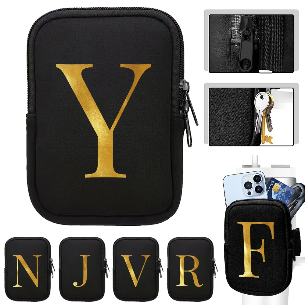 Outdoor Sports Water Bottle Pouch Handheld Letter Pattern Series Water Bottle Bags Fitness Accessories Zipper Storage Bag