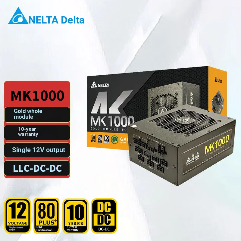 Delta (Delta) Rated 1000W Power Supply Mk1000 Gold Medal Fully Modular Computer Power Supply (80Plus Gold Medal/Low Noise/Single 12V Output/Full Voltage Range)