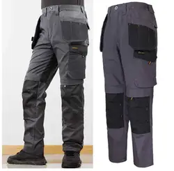Thick Stretch Work Pants With Hanging Tool Bag Tactical Trousers Outdoor Multi Pocket Cycling Pants