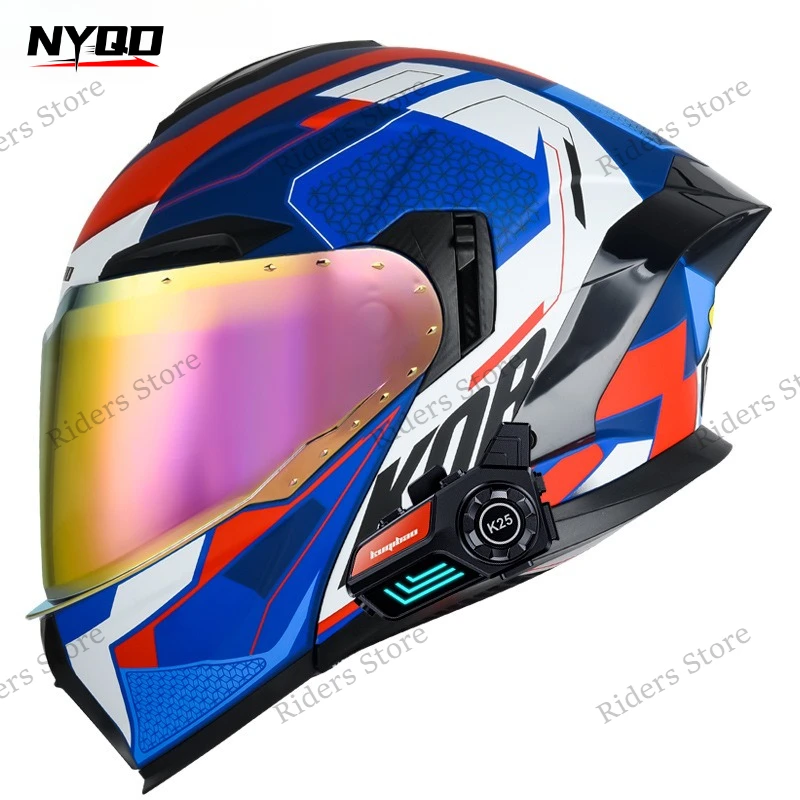 3C Certified Flip Up Motorcycle Helmet Dual Lens Electric Bike Bluetooth Helmet Long Endurance Safety Protective Full Helmet