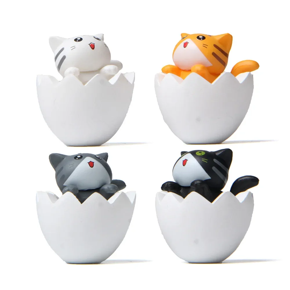 Cute Resin Cat Open Month In The White Eggshell Mini Figurines Figure Dollhouse Landscape Toy Figurka Ornament Garden Decoration