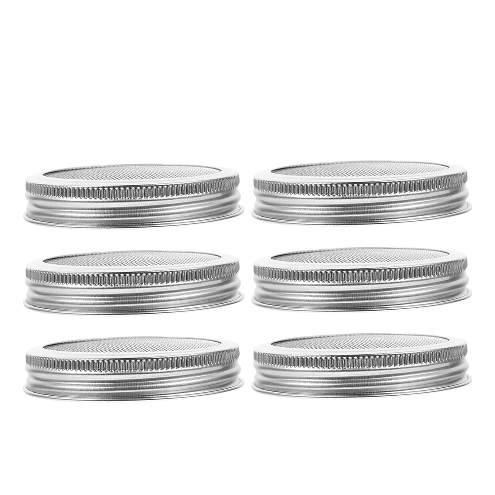

6pcs Stainless Steel Sprouting Lids 70mm 86mm 304 Mesh Mason Jar Covers Wide Mouth Ideal Drainage Ventilation Reusable Kitchen
