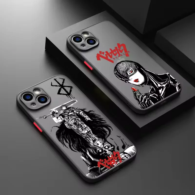 Japanese Berserk Comics Anime Transparent For iPhone Case 16 15 14 13 12 11 Pro XR XS Max 7 8 Plus Anti-Drop Phone Y2K Cover