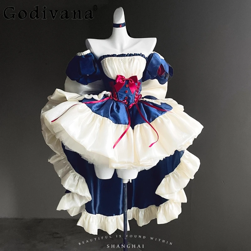 

High-end Princess Style Ball Gown Dresses 2025 New Girls Sweet Cute Big Bow Off-shoulder Birthday Dress Woman's Lolita Dress