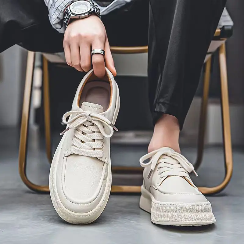 Men's Shoes Comfy Outdoor Leather Board Shoes New Lace Up Breathable Retro Casual Shoes for Men Walking Sneakers Mocassin