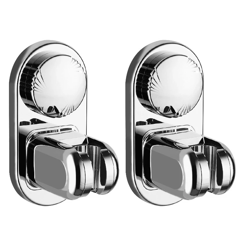 2 Wall Mounted Shower Brackets Bathroom Adjustable Suction Cup Holder Shower Head Shower Base 5 Angles Adjustable Silver Durable