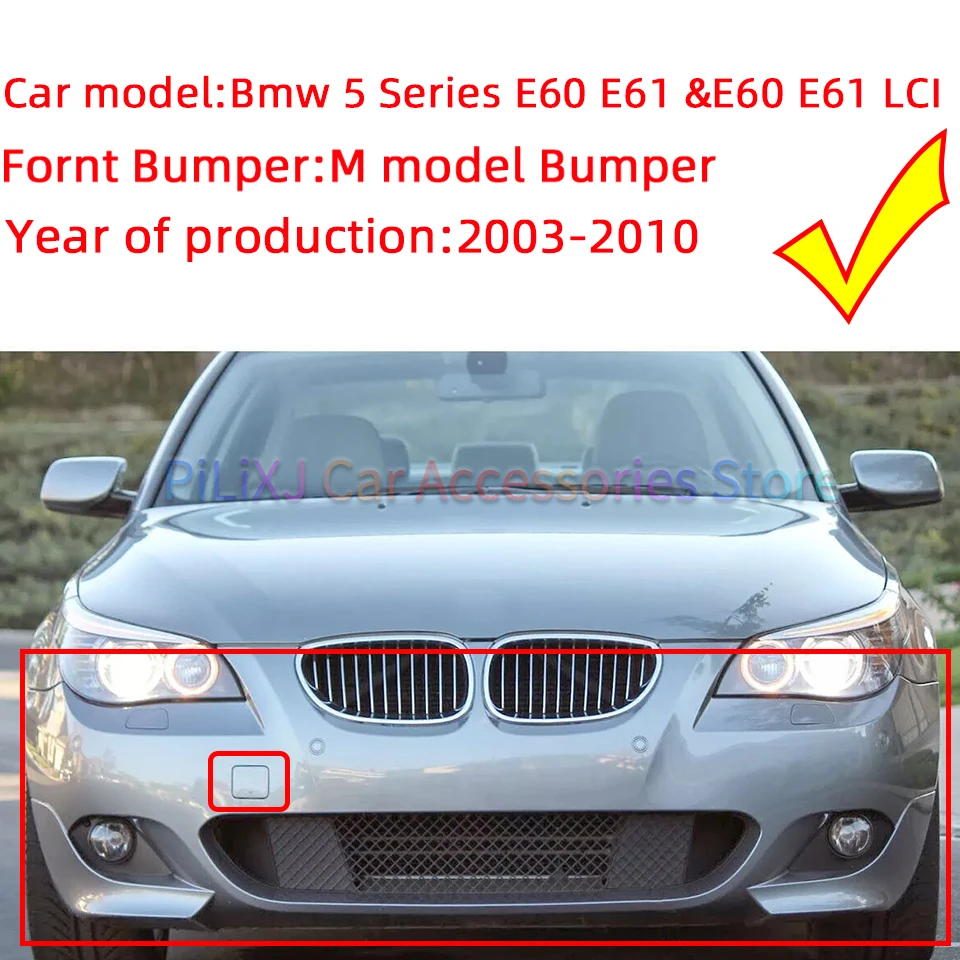 Tutup penutup Bumper depan mobil, tutup dekorasi kait mata untuk BMW 5 E60 E61 LCI m-sport 2004-2010 cat semprot kualitas tinggi