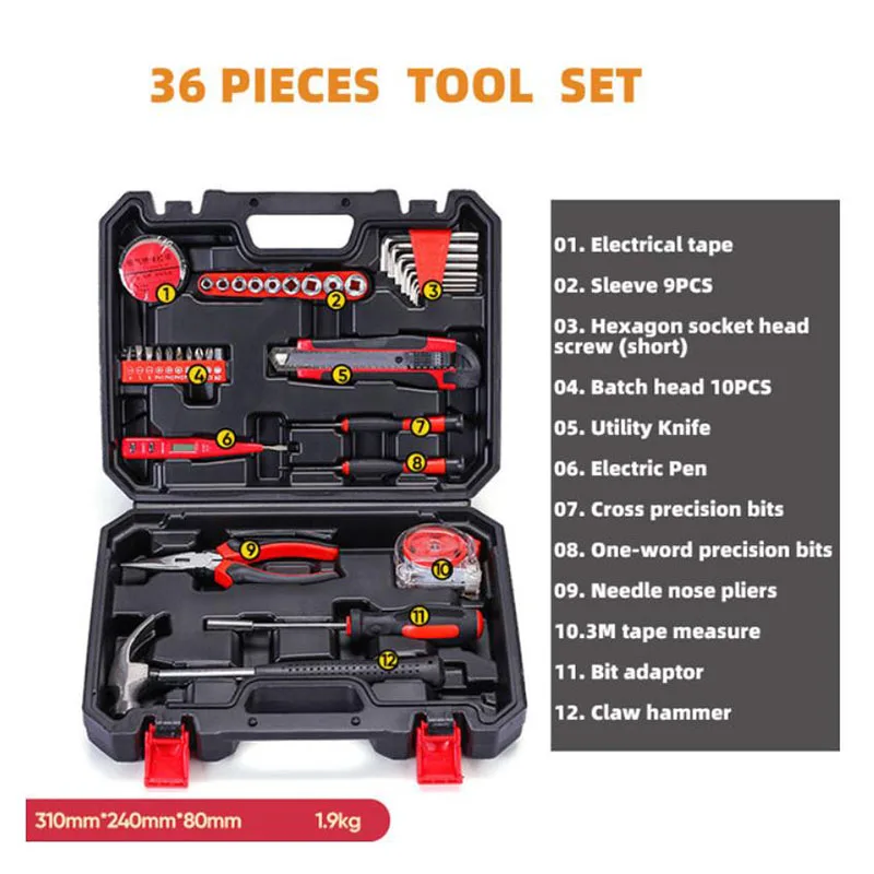 Portable Hardware Repairman Tools Set Kit Professional Box General Household Work Box Repairs Maintenance Metal Carpentry Tools