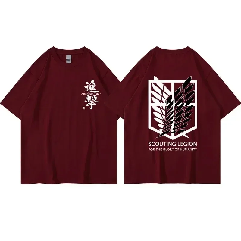 

Japanese Anime Attack on Titan T-shirt Men's and Women's Summer Fashion Harajuku Top Print Y2k Unisex Short Sleeve T-shirts Tees