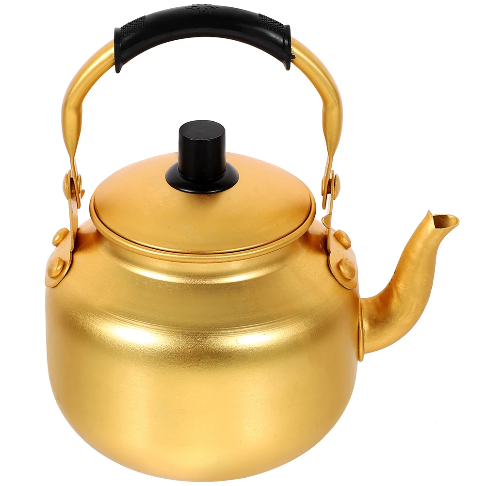 

0.75L Yellow Aluminum Water Kettle for Boiling Tea Rust Resistant Cool Handle Gas Electric Stove Fast Heating