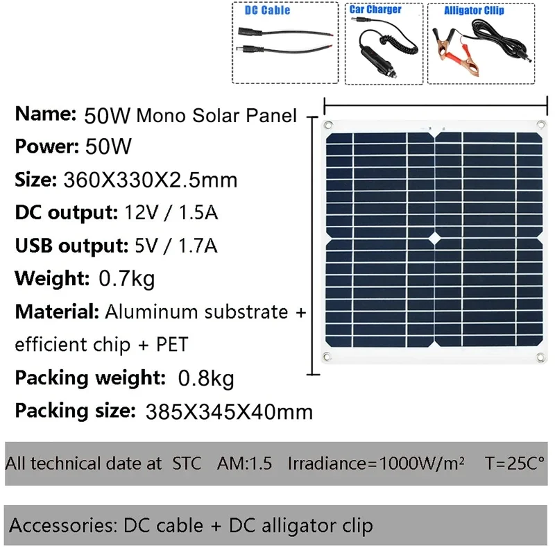 12V to 110/220V Solar Panel System 18V 50W Solar Panel+50A Controller+6000W Modified Sine Wave Inverter Kit Power Generation Kit