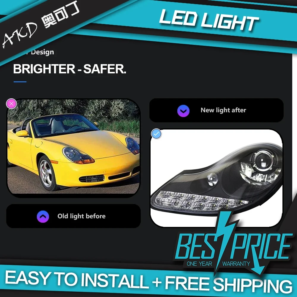 AKD Auto Styling für Porsche Boxster 986 Scheinwerfer Boxster 986 Scheinwerfer LED DRL Signal Kopf Lampe Zubehör