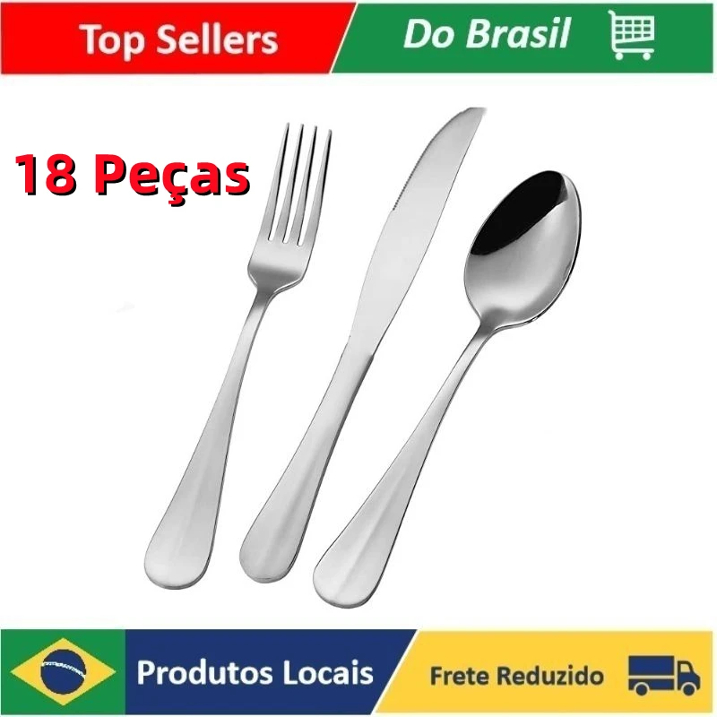 Natal 18 Peças Talheres, 6 Faca De Mesa + 6 Garfo De Mesa + 6 Colher De Mesa Promoções