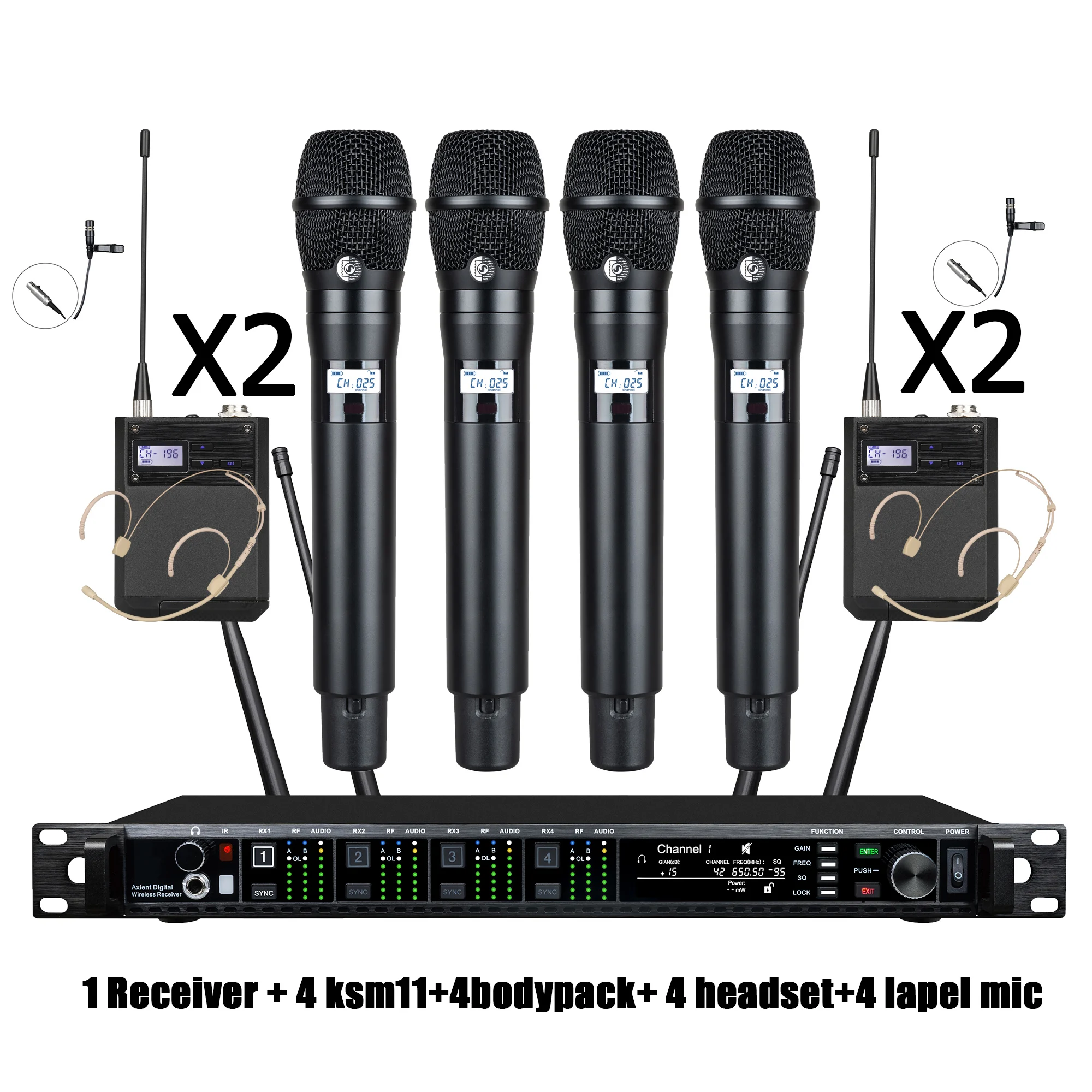 Leicozic 4 Channel KSM11 Wireless Microphone Professionl Radio System Gooseneck Mic Headset Lavalier Microfono For Stage  AD4Q