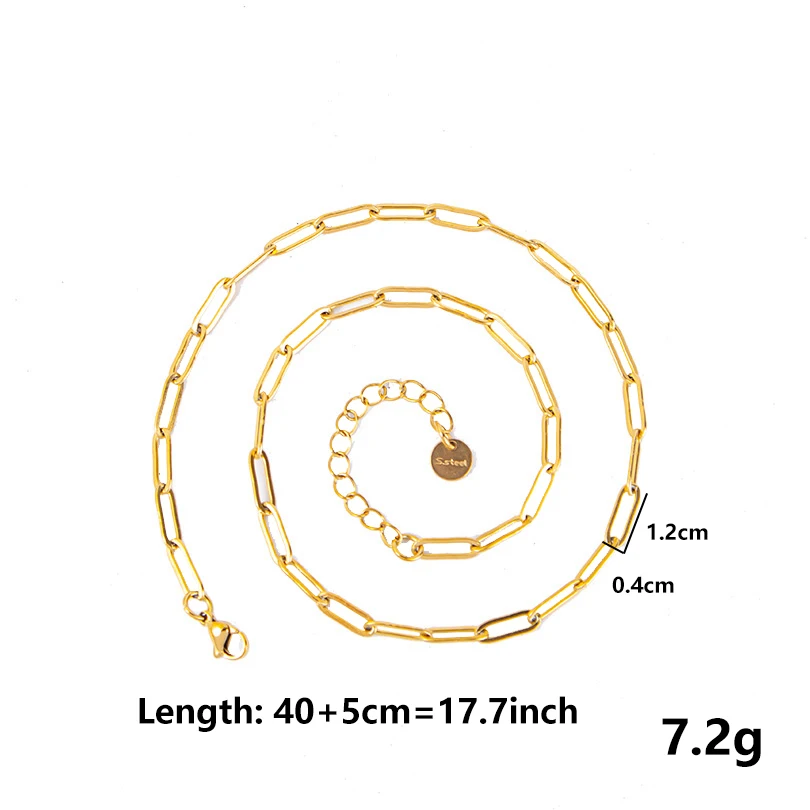 1/5/10PCS Hollow Out Long Geometric Chain Necklace For Women Men Accessories Simple Jewelry Fashion Stainless Steel Chain Choker
