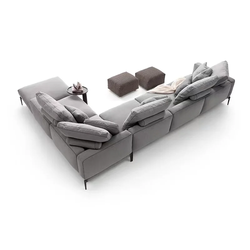 

ey-Italian Modern Simple Design L Shape Sectional Corner Fabric Sofa Set#