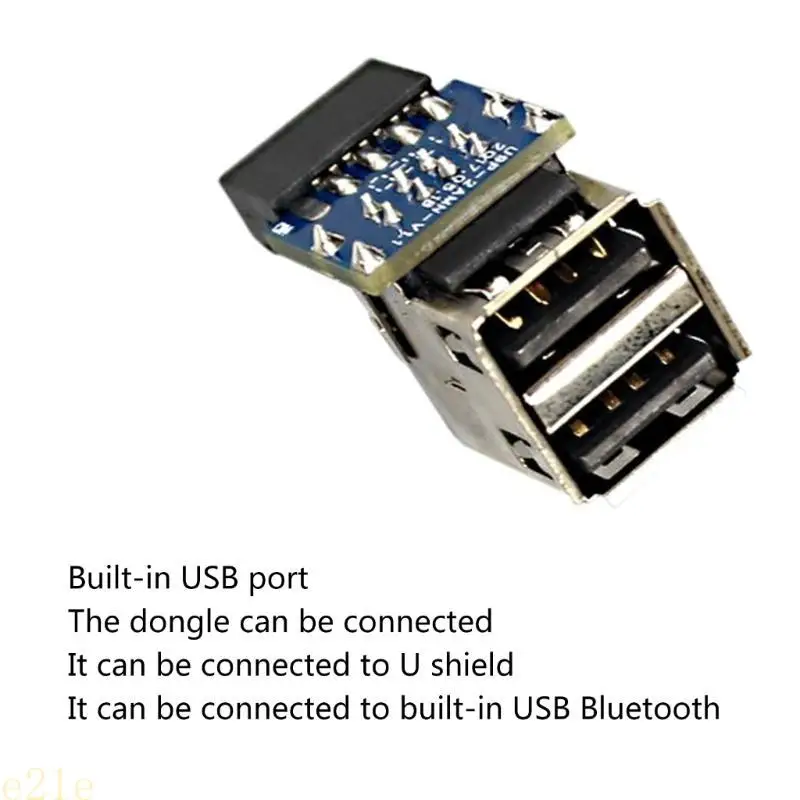 

PH29A Desktop Board USB Connector Motherboard 9 Pin to Dual USB 2.0 Female Vertical Type Adapter Built-in Dongle