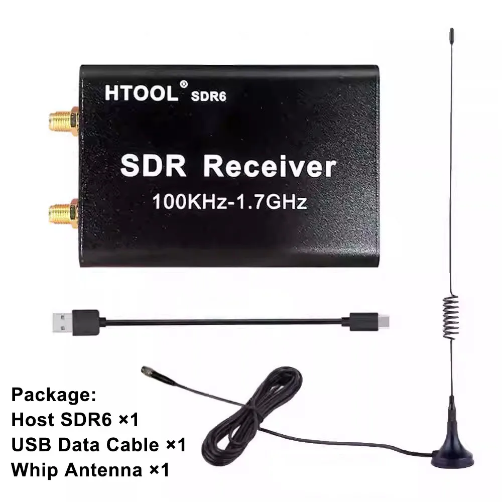 HTOOL 100KHz-1.7GHz SDR6 Receiver (Full Band SDR Receiver) Full Band RTL-SDR Receiver Aviation Short Wave Broadband