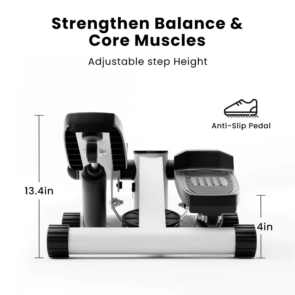 Mini Fitness Stepper Hydraulic Fitness Stepper with Resistance Bands and Display Silent Design Weight Capacity 300LBS Steppers