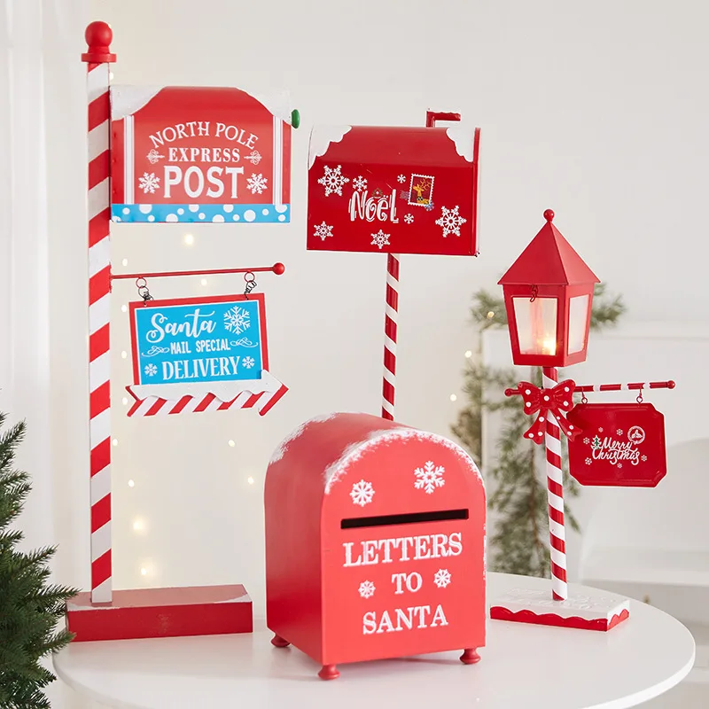 

Christmas Decorations Iron Mailbox Holiday Ornaments Bar Shop Door Home Outdoor Decoration Train Street Lamp Christmas Gift