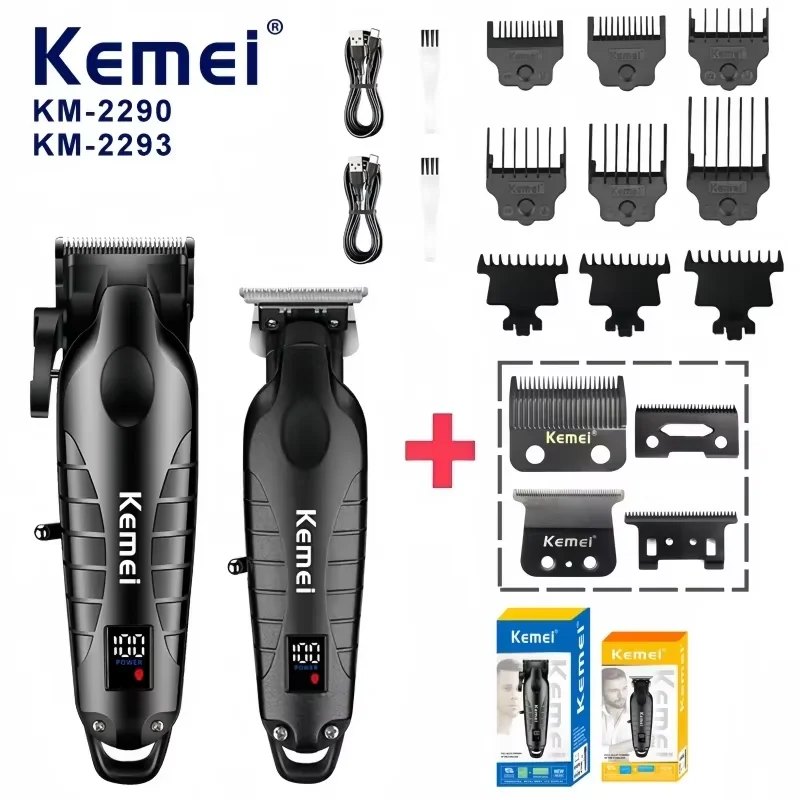 KEMEI Men's Black Hair Clippers Cordless Hair Clippers Professional Hair Clippers Wireless Hair Clippers Km-2293 Km-2290 Trimmer