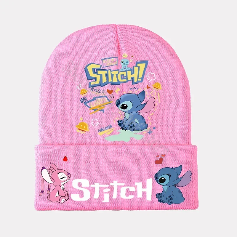 Lilo & Stitch topi rajutan topi imut Anime gambar kartun pola cetak bonnet hangat nyaman hadiah acara bayi