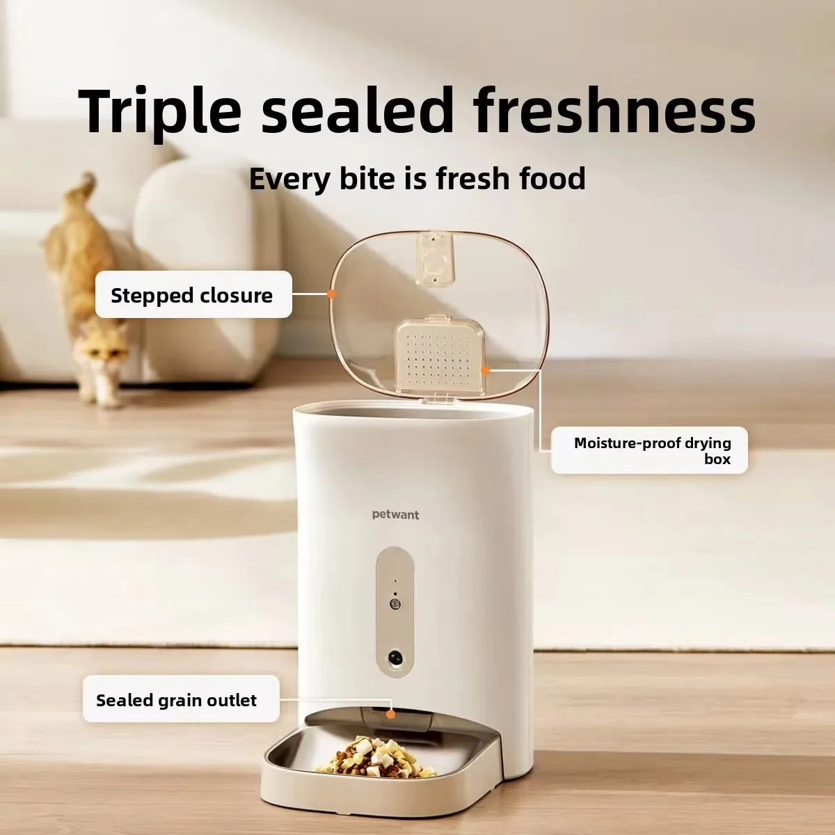 FurStar4.5L Smart Pet Feeder With Camera, WiFi APP Remote Auto Food Dispenser For Cats Dogs