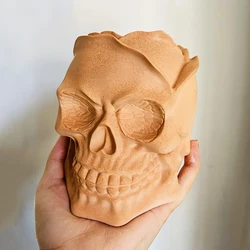 Large Skull Mold Indoor Plant Pot Cement Casting Mold Ghost Candle Holder Candle Cup Container Silicone Mold Halloween DIY Decor