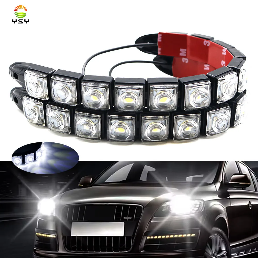 2PCS 6/8/9/12LED Car Styling DRL Daytime Running Lamp Auto Led Fog Light Turn Signal Driving Bulb Waterproof 12V White Headlight