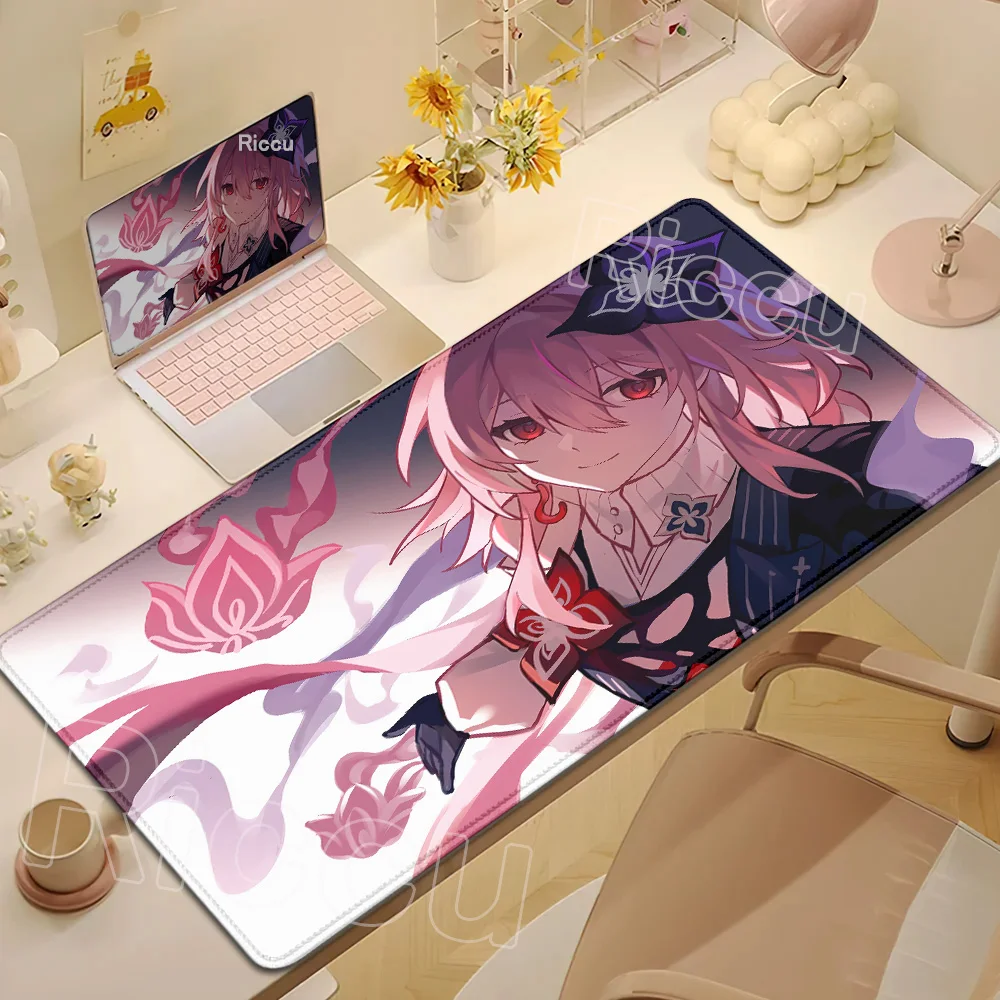 Kawaii Girl Evernight March 7th Mouse Pad Honkai Star Rail Gaming Anime Mousepad Non-slip Desk Mat Large Protector Keyboard Pads