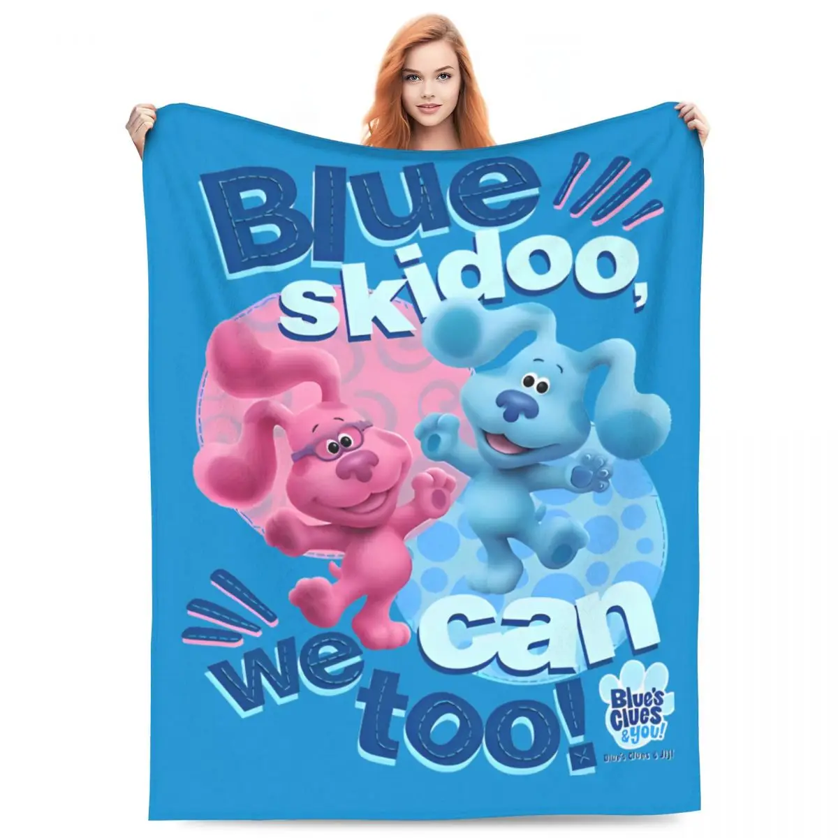 

Blues Clues & You Blue Skidoo We Can Too Blankets Flannel Novelty Warm Throw Blanket for Chair Covering Sofa Summer