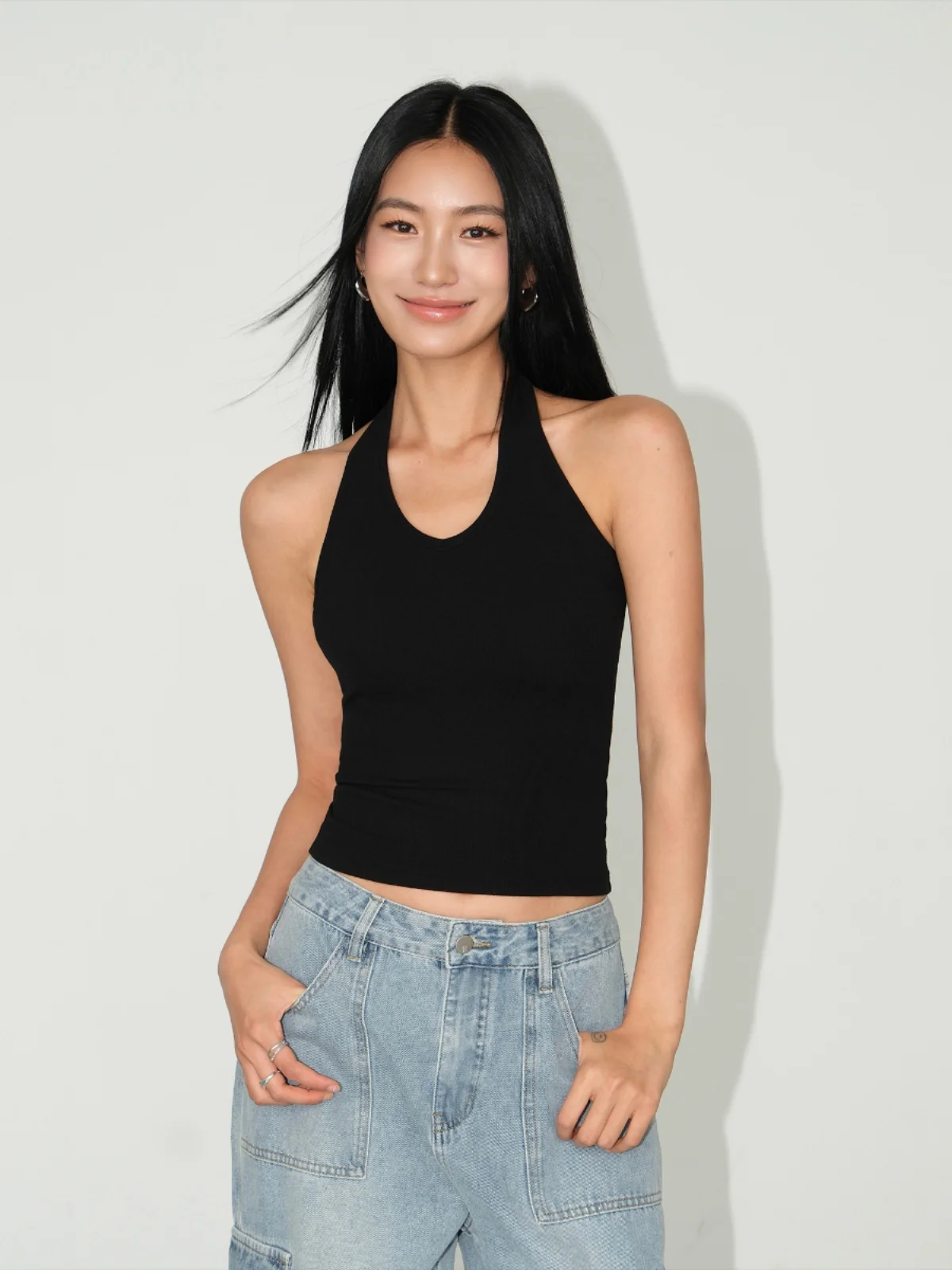 Damski dzianinowy krótki top NEVA HU na lato, dopasowany krój, kamizelka, modny trend, mieszanka bawełny