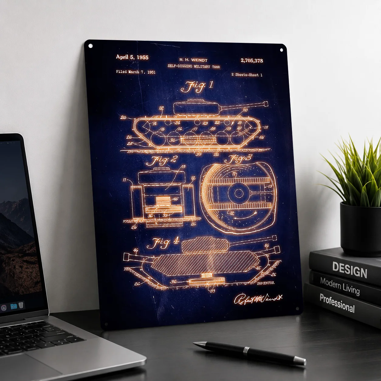 Military Self Digging Tank Personalized 3D Textured Metal Poster Wall Art Tinplate Sign for Bedroom Decoration Gaming Wand Deko