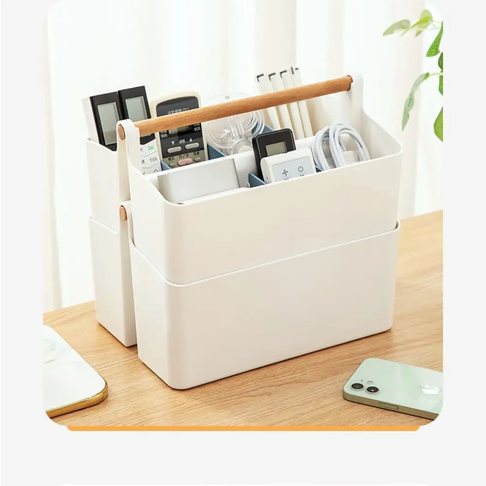 منظم تخزين مكتب بلاستيكي، حامل قلم قابل للفصل، متعدد الأغراض، مقصورات مقسمة، صندوق تخزين مكتب منزلي