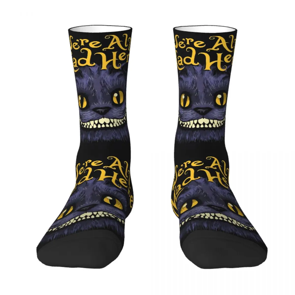 Alice In Wonderland Cheshire Cat Socks Funny Stockings Autumn Anti Slip Unisex Men Socks High Quality Graphic Cycling Socks