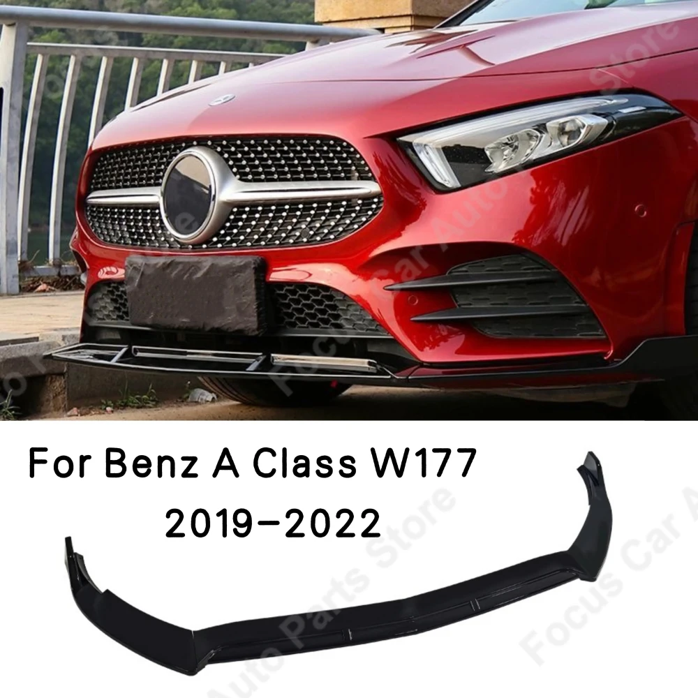 

Car Front Lip Bumper Spoiler For Benz A Class W177 2019-2022 A180 A200 A35 AMG Body Kit Glossy Black