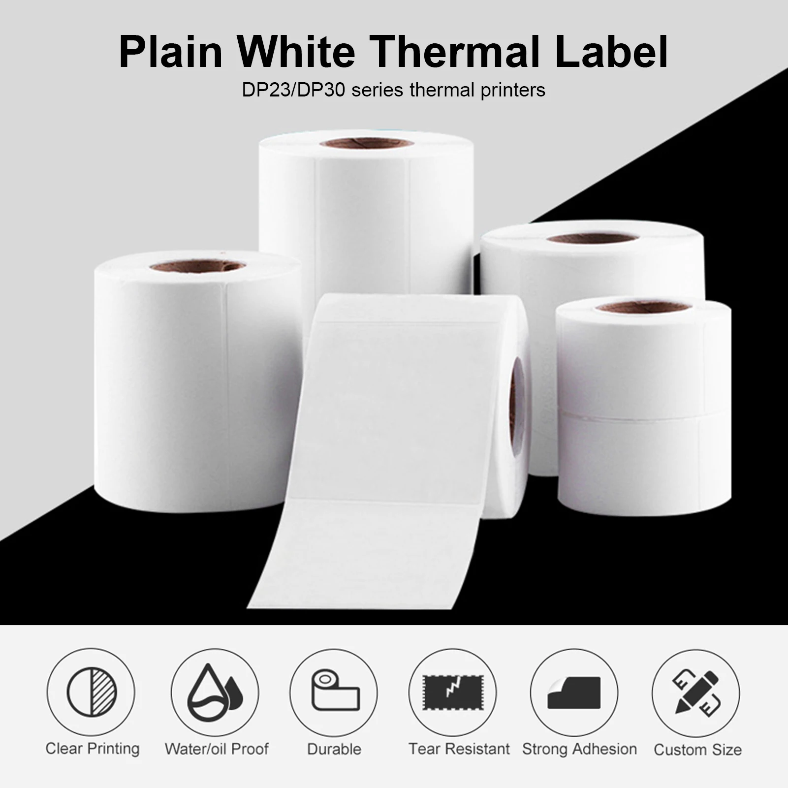 40mm*30mm Label Printer Sticker Thermal Label Paper Self-Adhesive Printable Paper Roll Waterproof Oil-Proof Tear Resistant