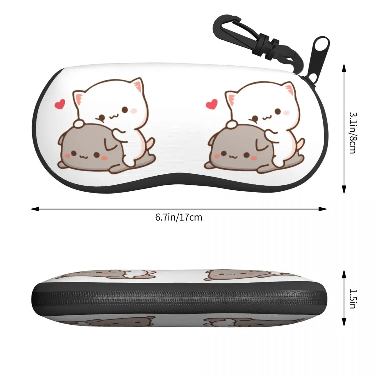 Peach Sitting On Goma Eyeglass Glasses Case Women Men Soft Cute Mochi Cat Sunglasses Protective Bag