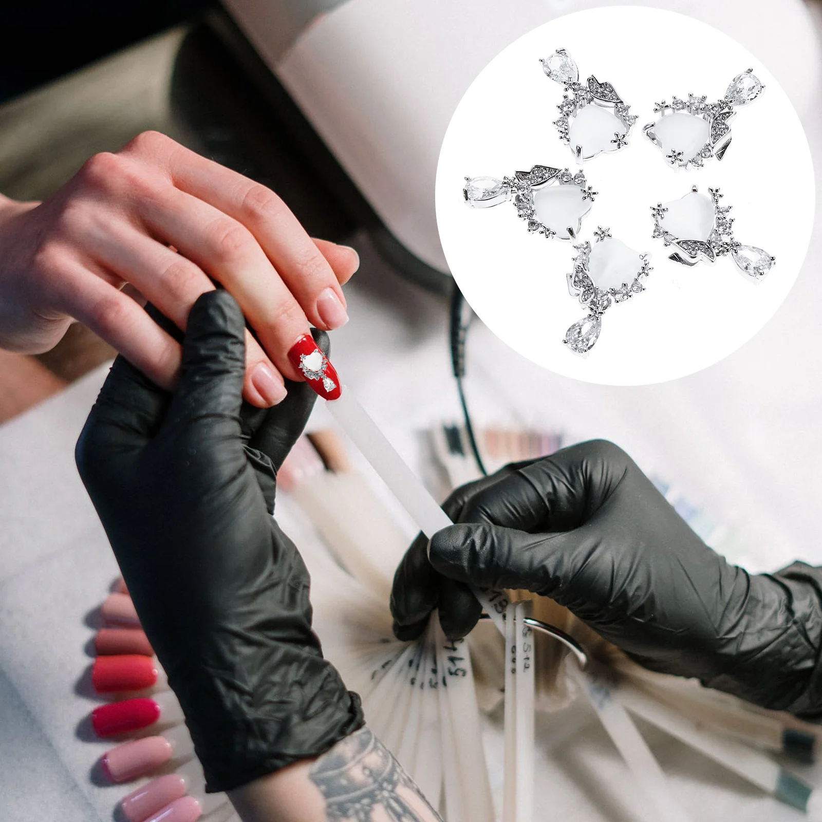 

Zircon Heart Shape Nail Studs Cat Eye Japanese Style Gems Exquisite Manicure Accessories Sweet Beautiful Women Girls Salon