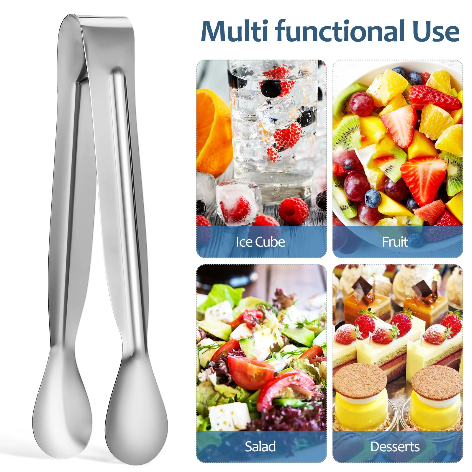 

18 Pcs Stainless Steel Mini Tongs Small Kitchen Tool For Salad Ice Cubes Pasta Grilling Serving Food Metal Spaghetti