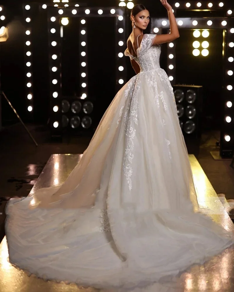 فاخر حورية البحر الشيفون زين فستان زفاف الأميرة 2026 مثير الخامس الرقبة قبالة الكتف المرأة الكرة فستان زفاف مخصص