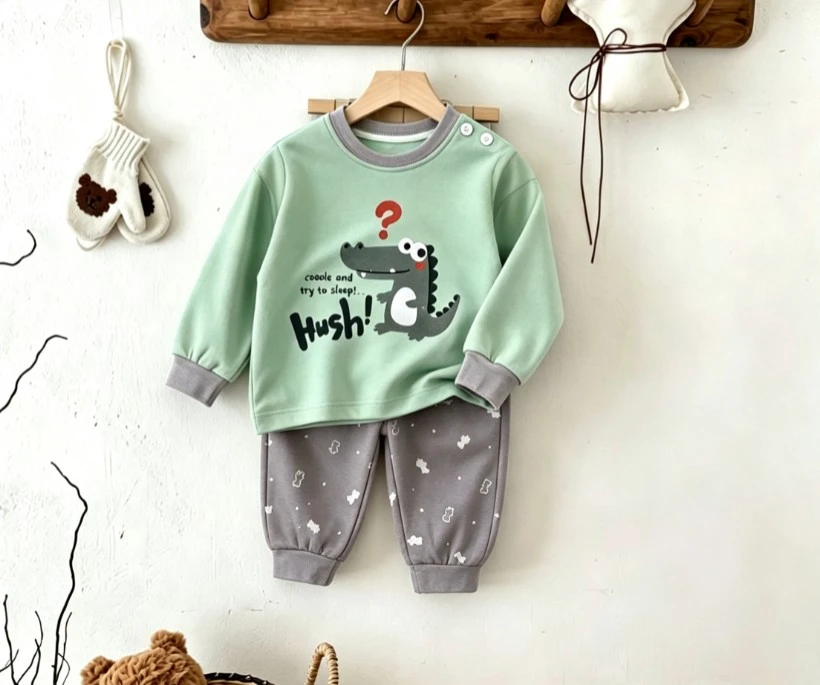 6M-3Y Children Casual Tracksuit Set Lovely Cartoon Print Casual Top And Matching Pants Children Daily Wear Clothing Sets Costume