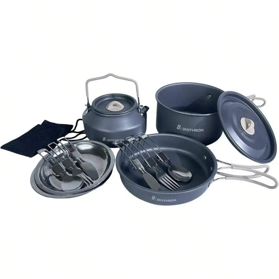 13-Piece Camping Cookware Set 2, 2 L Pot 1.1 L Kettle